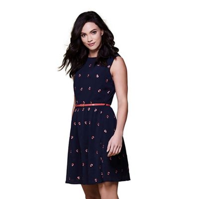 Blue poppy embroidered dress
